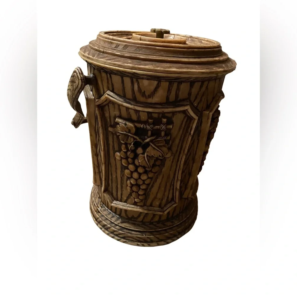 Vintage MCM Plastic‎ Faux Wood Grain Cocktail Ice Bucket